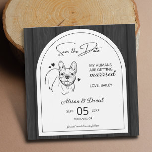 Convite Casamento Rustic Wood French Bulldog Salvando a Da