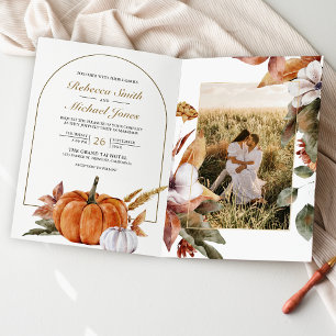 Convite Casamento Rústico Boho com Código QR de Foto de Ab