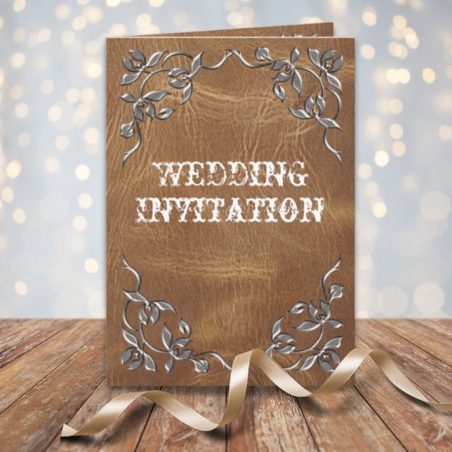 Convite Casamento Rústico de Campo ao Estilo Western Cowbo (Rustic Western Country Cowboy Wedding Invitation)