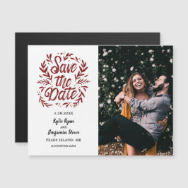 Convite Casamento Salva a Data Foto Caligrafia Botânica