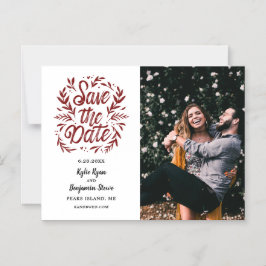 Convite Casamento Salva a Data Foto Caligrafia Botânica