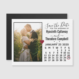 Convite Casamento Salve a data Calendário de janeiro de 2