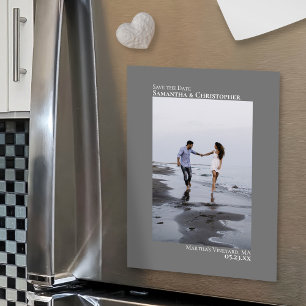 Convite Casamento Salve a data Foto vertical Cinza mínima