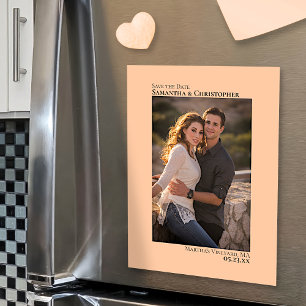 Convite Casamento Salve a Data Foto Vertical Peach