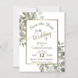 Convite Casamento Salve a Data Ouro Pine & Greenery