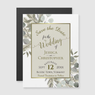 Convite Casamento Salve a Data Ouro Pine & Greenery Taupe