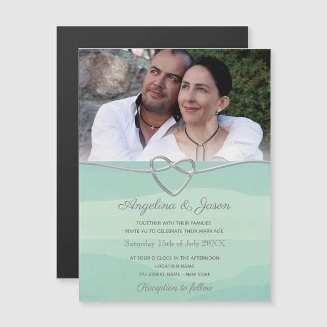 Convite Casamento Simples em Aquarela Verde Sálvia (Frente/Verso)