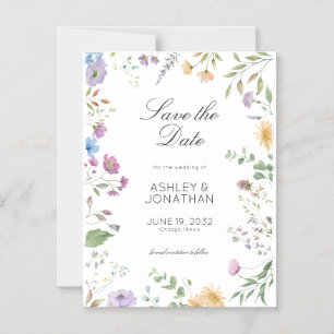 Convite Casamento simples, Eterno de flor selvagem