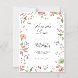 Convite Casamento simples, Eterno de flor selvagem