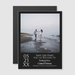 Convite Casamento simples moderno Salve a data Foto preta