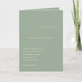 Convite Casamento Simples Verde Sage Moderno