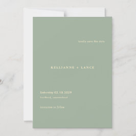 Convite Casamento Simples Verde Sage Moderno Salvar a Data