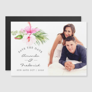 Convite Casamento Tropical Floral na Praia Save the Date
