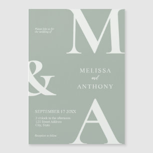 Convite Casamento Verde Sage Moderno Minimalista