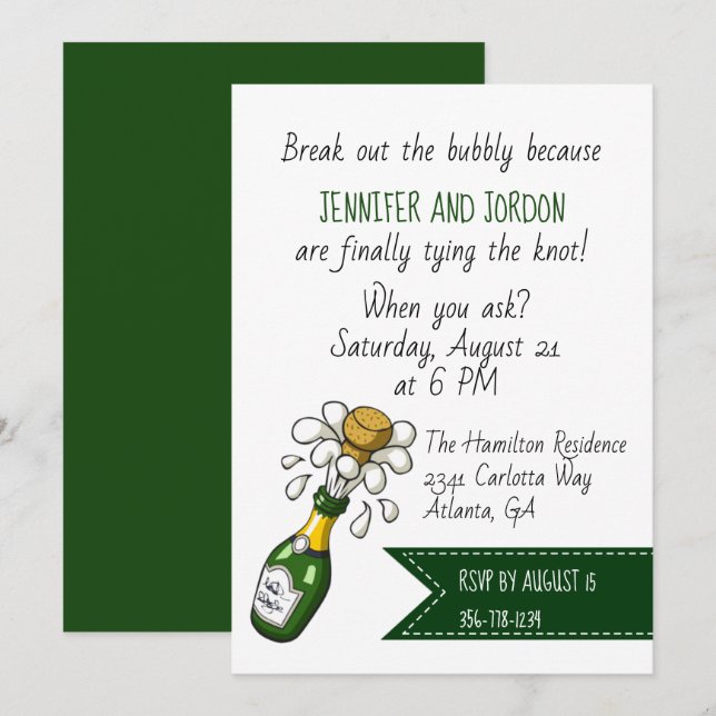 Convite Casual de Casamento Divertido (Frente/Verso)