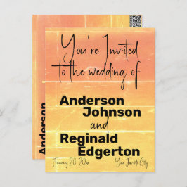 Convite Casual de Verão Amarelo Rosa de Dois Lados