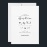 Convite Casual Simples Elegante<br><div class="desc">Este simples convite de casamento casual elegante é perfeito para o seu casamento preto e branco minimalista moderno. O design apresenta fonte contemporânea mínima acompanhada de caligrafia formal. Mantenha-o como está,  ou escolha personalizá-lo com seu próprio trabalho de arte ou fotos!</div>