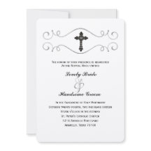 Convite católico elegante do casamento da cruz