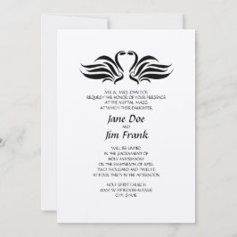 Convite católico formal do casamento das cisnes