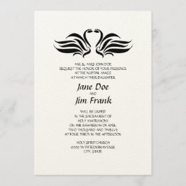 Convite católico formal do casamento das cisnes
