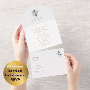 Convite Católico para Casamento e RSVP Todos em Um