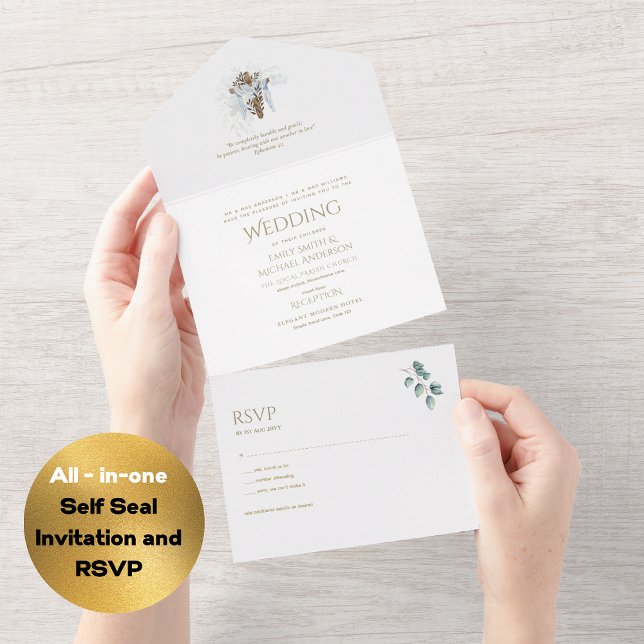 Convite Católico para Casamento e RSVP Todos em Um (Criador carregado)