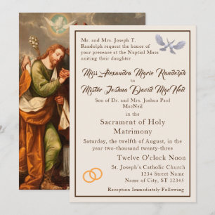 Convite Católico para Casamento Vintage
