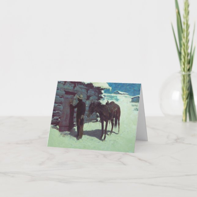 Convite Cavalo e Cowboy Neve de Inverno (Frente)
