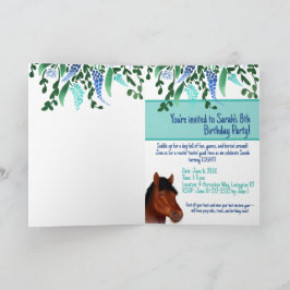 Convite Cavalo Marrom Do Lover Da Flor Em Torno Do Cavalo