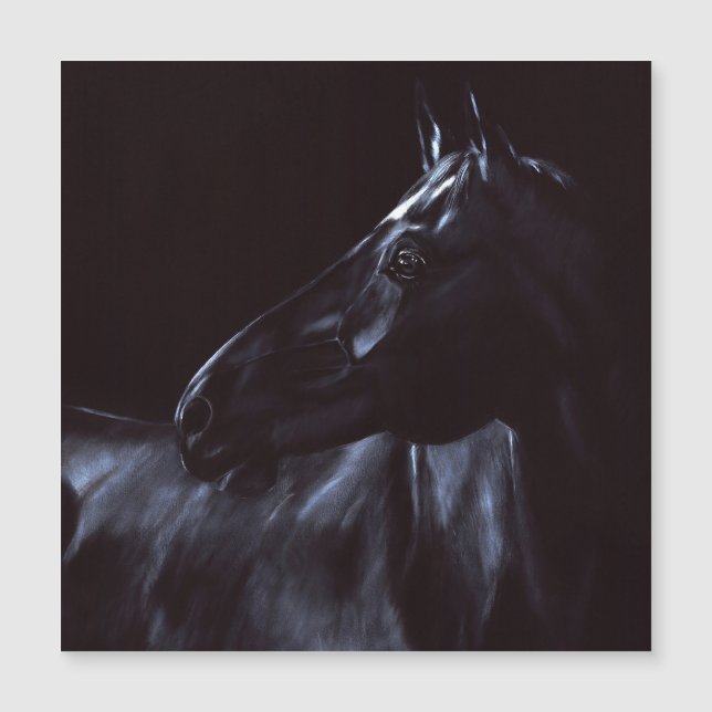 Convite Cavalo preto elegante pintado à mão (Frente)