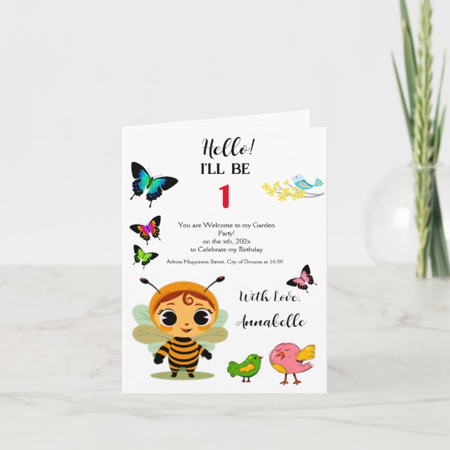 Convite Celebração de Crianças de Festa de Jardim (Frente)