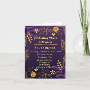 Convite Celebrando os acentos Dourados Roxos de Mon