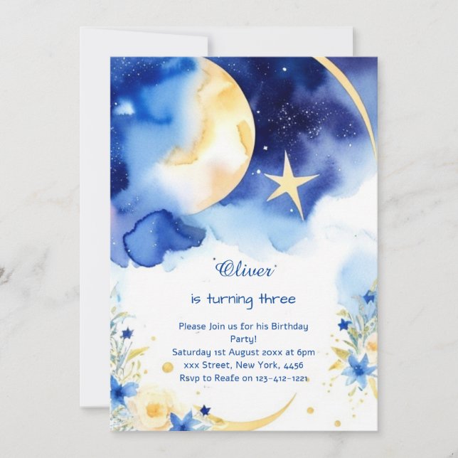 Convite Celestial de Aniversário (Frente)