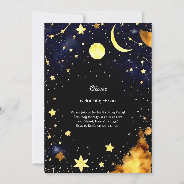 Convite Celestial de Aniversário (Frente)