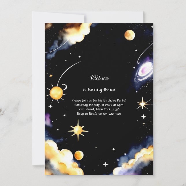 Convite Celestial de Aniversário (Frente)