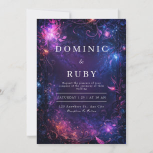 Convite Celestial de Casamento Galáxia
