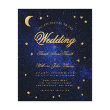 Convite Celestial Dourado de Casamento de Orçament