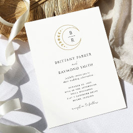 Convite Celestial Dourado para Casamento