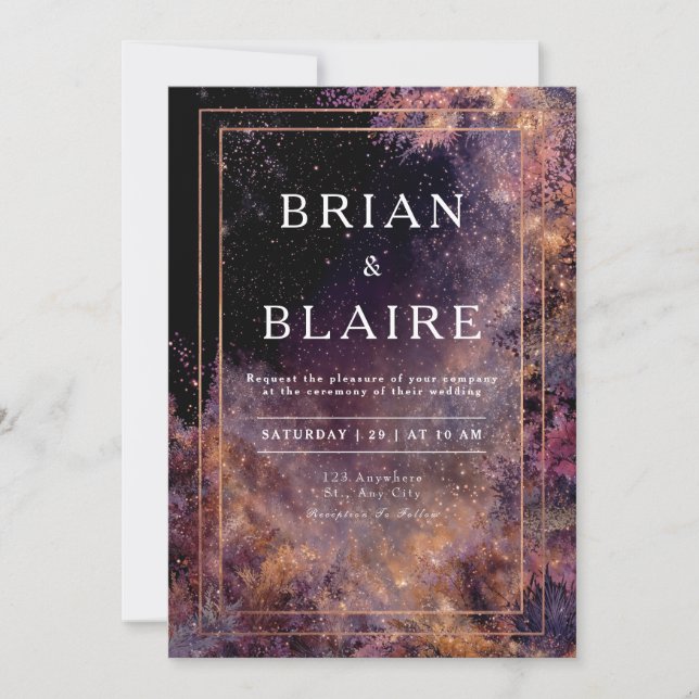 Convite Celestial para Casamento de Jardim (Frente)