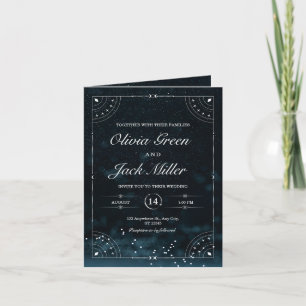 Convite Celestial para Casamento Noturno Estrelado