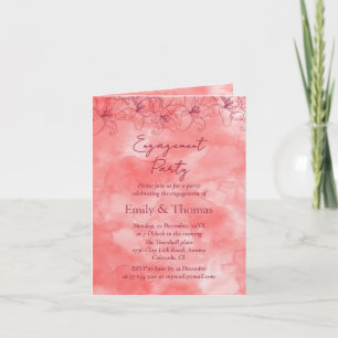 Convite cenário vermelho minimalista para casamento e noiv