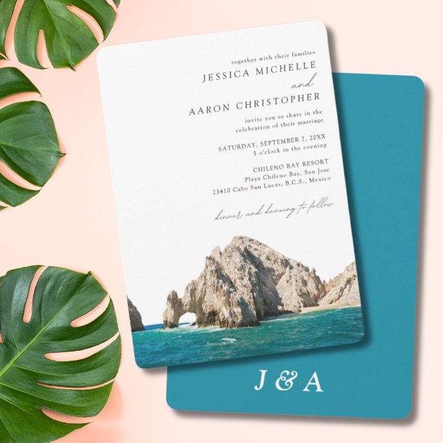 Convite Cênico Personalizado De Casamento De Cabo  (Elegant Cabo Wedding Custom Scenic Invitation)
