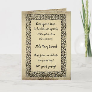Convite Centenário Antiquado Storybook Página 100º Anivers