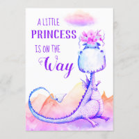 *~* Convite Chá Blue Purple Dragon Baby Girl