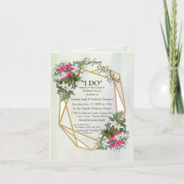 Convite Chá Buquê de Casal de Flor de Goldglitter Geométri