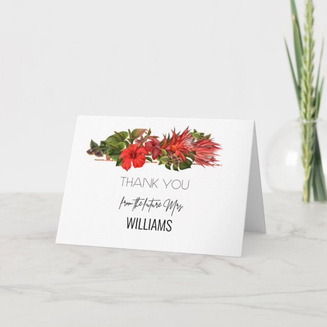 Convite Chá de Bebê Botânico Brisa Tropical Obrigada (Frente)