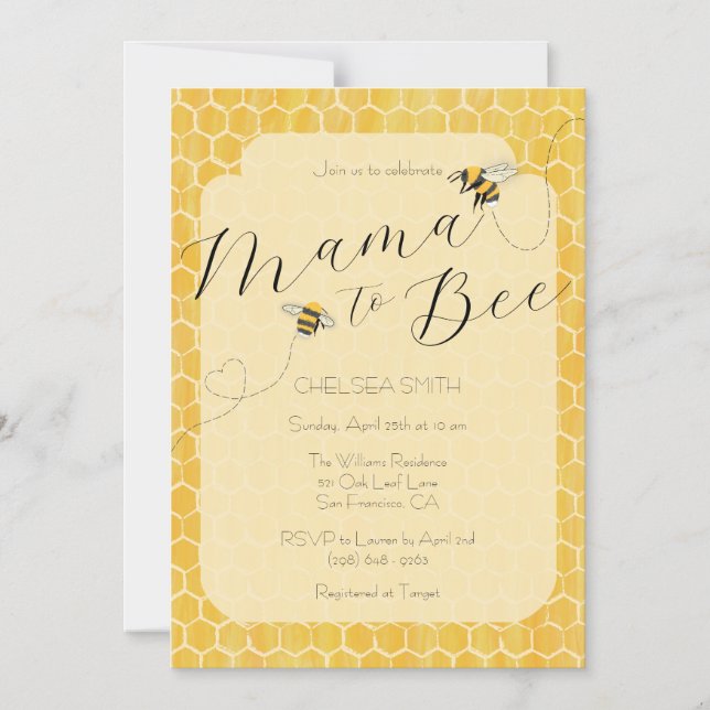 Convite Chá de Bebê Mama to Bee Melhoney (Frente)