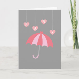 Convite Chá de Bebê Menina Cinza com Amor e Guarda-Chuva R