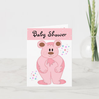 Convite Chá de Bebê Urso Teddy Rosa