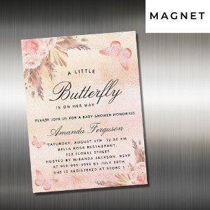 Convite Chá de fraldas borboleta blush pampas relva